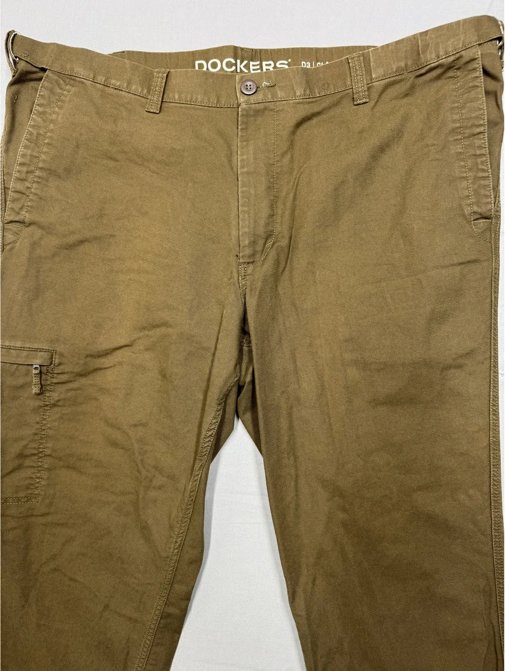 Dockers Mens D3 Classic Fit Cotton Solid Cargo Pants 44x32 Brown Casual Work